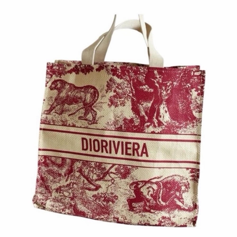 GWP DIORIVIERA RED STRAW TOTE